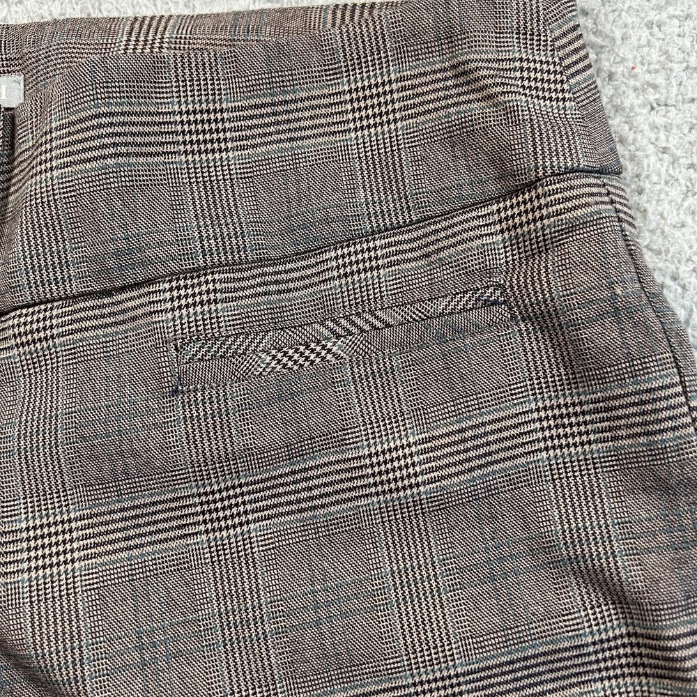 Hybrid Pants Womens 6 Brown Glen Plaid Side Zip Flare Trouser Career Dress Work - Picture 16 of 16
